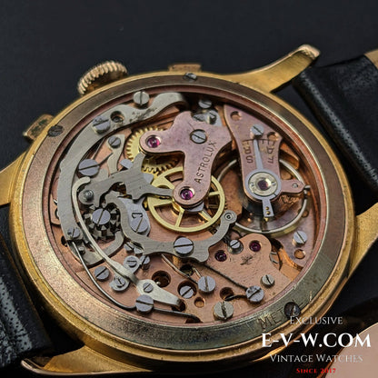 Unique Astrolux Antimagnetic Chronograph 18K 750 Gold  / Jumbo 38mm / Rare Valjoux 92