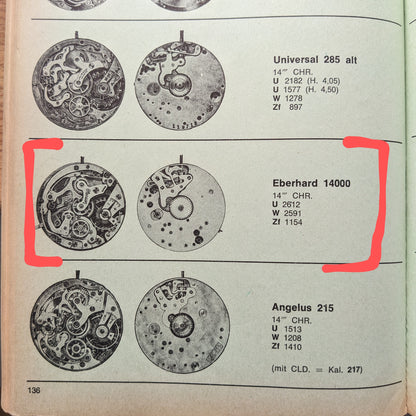 RARE 1987 Eberhard Chronographe Anniversary, Legendary Cal. 310-8 14" Sterling Silver Limited Edition/ Jumbo 38mm