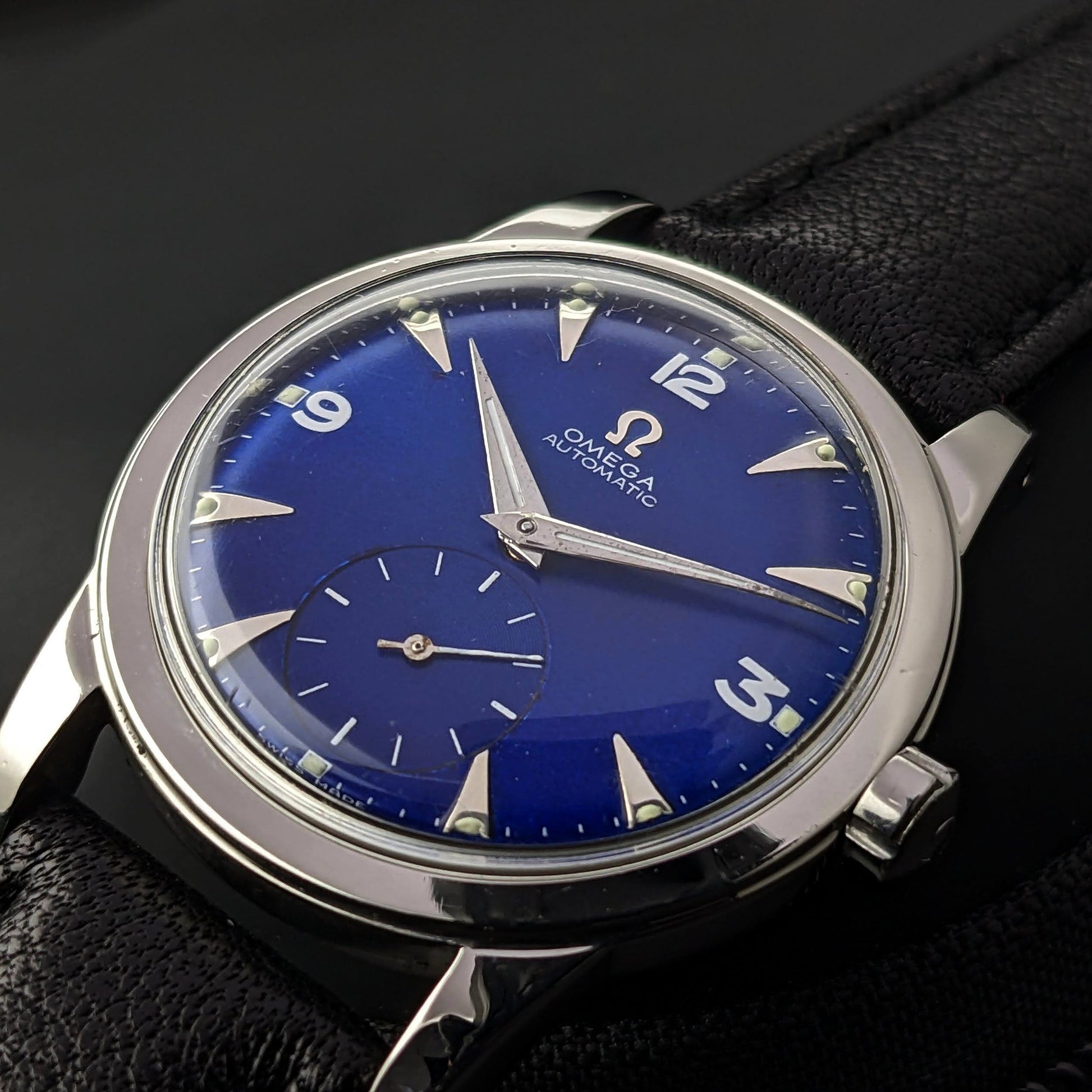 Omega Automatic Bumper / Vintage 1950 / Blue Dial / cal 342/ Ref. 2576-11