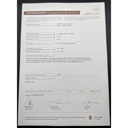 Deutsche Uhren Fabrikation Glashütte "OLIW" Lange Uhr Antique Watch1938 -  Only 6500 pcs was made -Marriage Watch